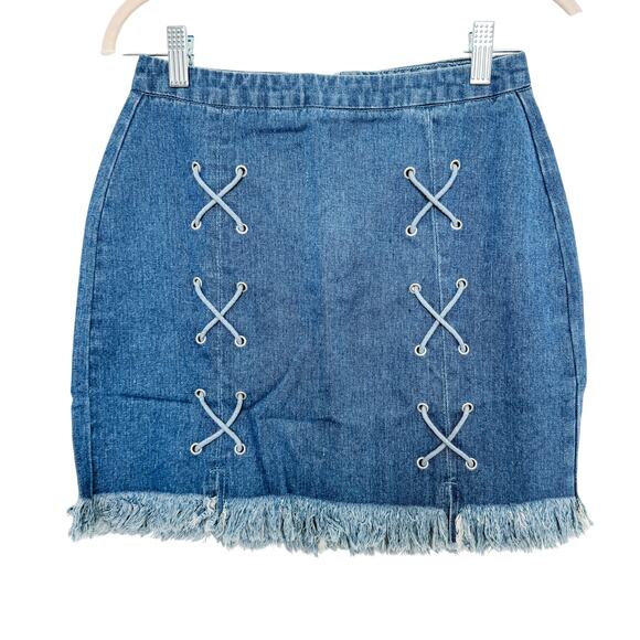 Hayden Dresses & Skirts - Hayden‎ Skirt Womens Small Denim Mini Fray Hem Festival Y2K Indie Grunge Casual